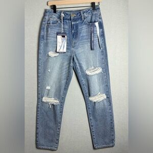 Indigo Rising Women’s High-Rise Step‎ Mom Rigid Distressed Denim Jeans size 5/6